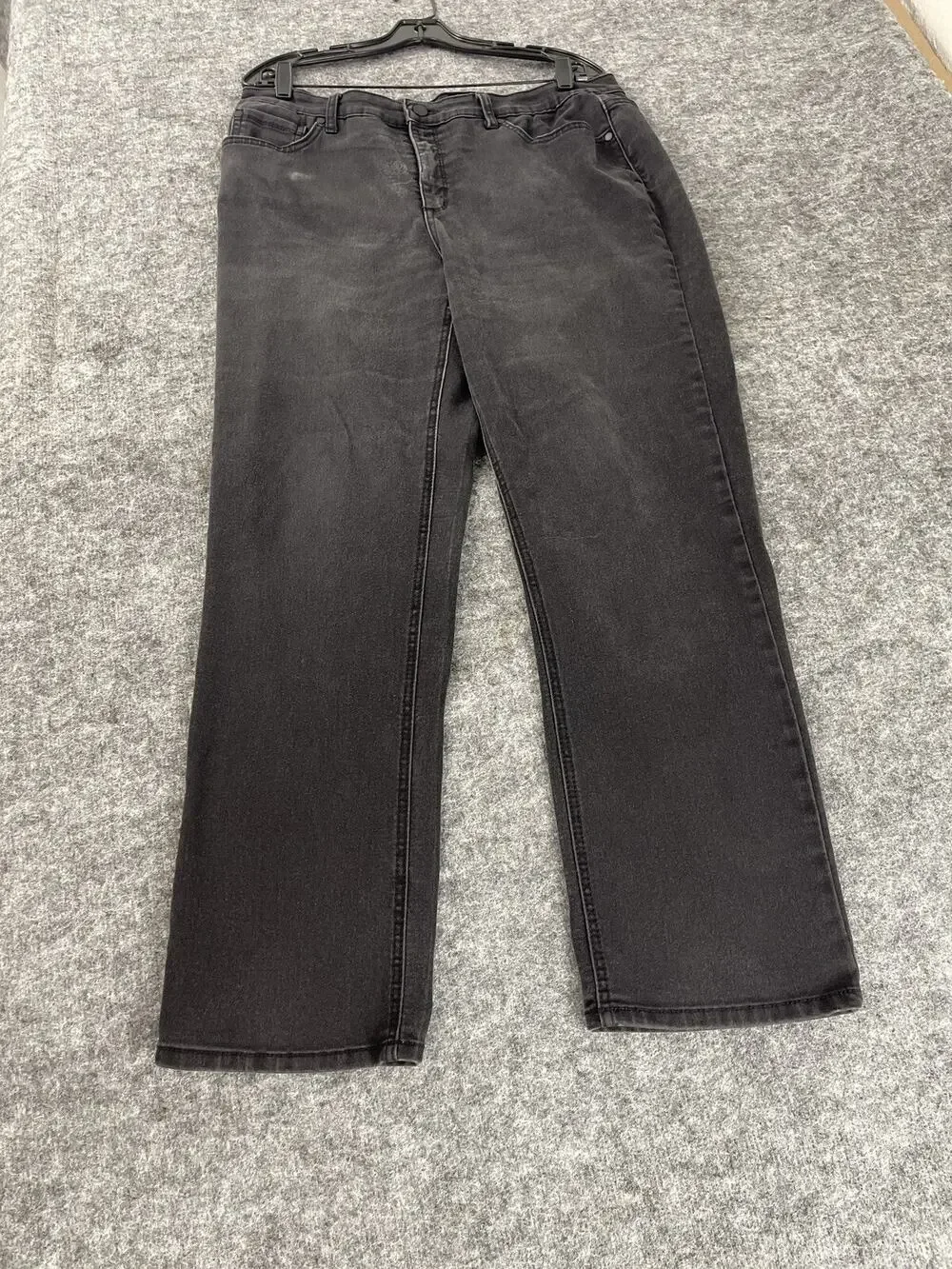 Karl Lagerfeld Paris Jeans Women 14 Black Denim Pants Straight Leg N314